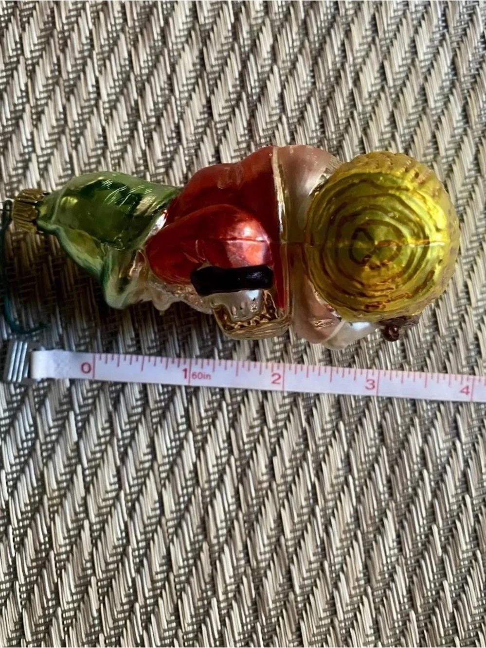Vtg Blown Glass Ornaments Lot 4 Elf Gnome Radko Frog Santa Face  Kitten In Shoe
